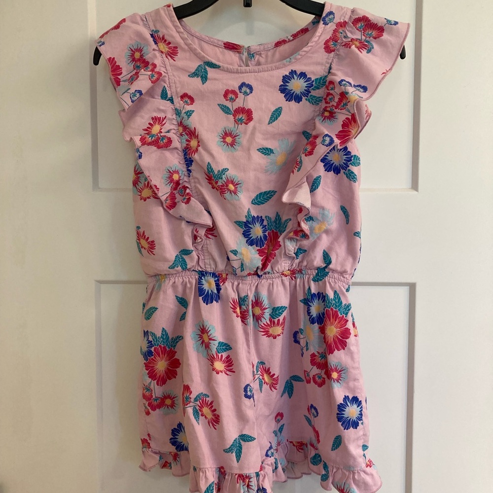 Girls Floral Shorts Romper